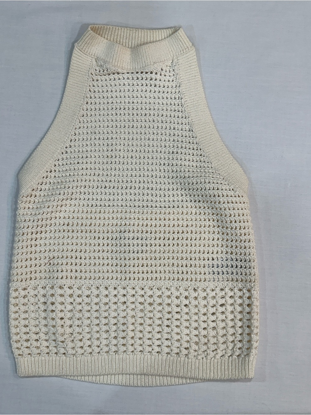Banana Republic Cream Cotton Crochet Mesh Halter Top